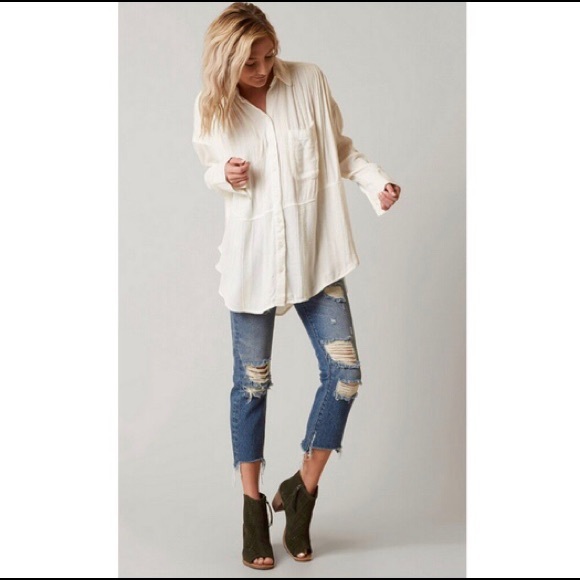 Free People Tops - Free People Cozy Nights oversized button down